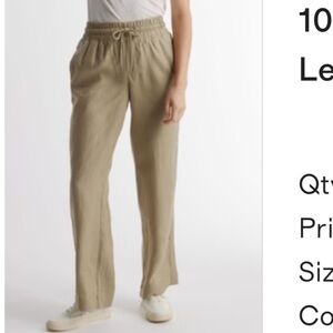 Quince 100% European Linen Wide Leg Pant Size XS washed olive